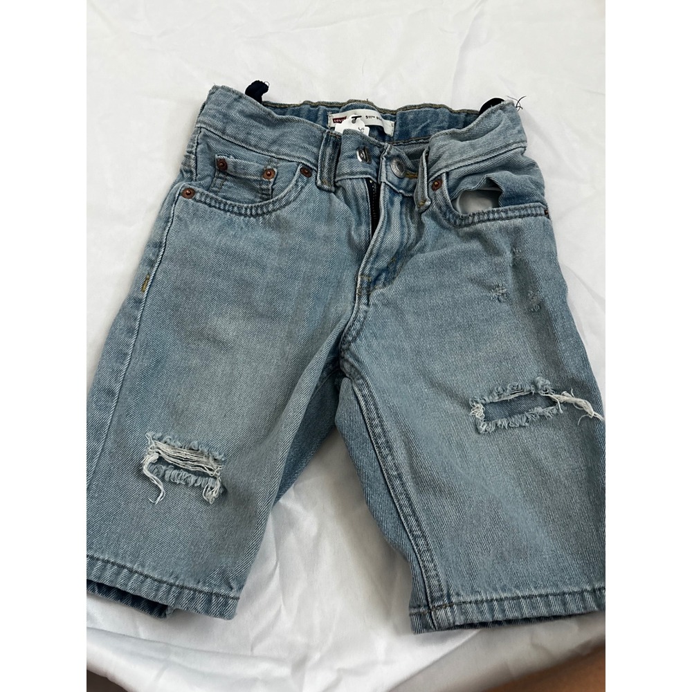 Levis 511 Slim Fit Kids Distressed Denim Shorts Light Size 6 Adjustable Waist